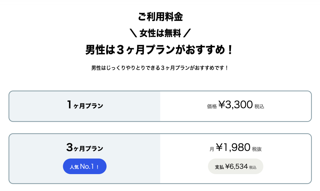 セクシャルマッチング　料金システム